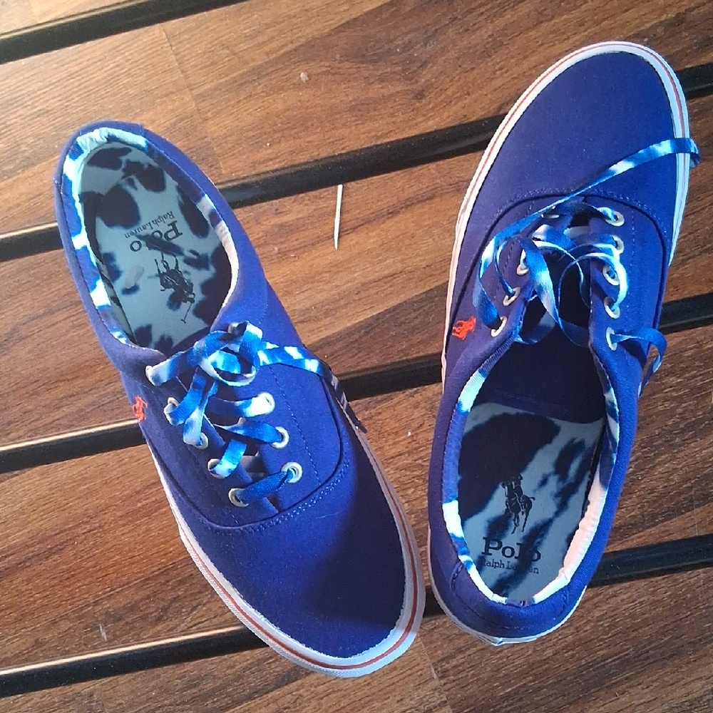 POLP RALPH LAUREN KEATON CANVAS SNEAKERS  NEW. 9.5 ROYAL BLUE